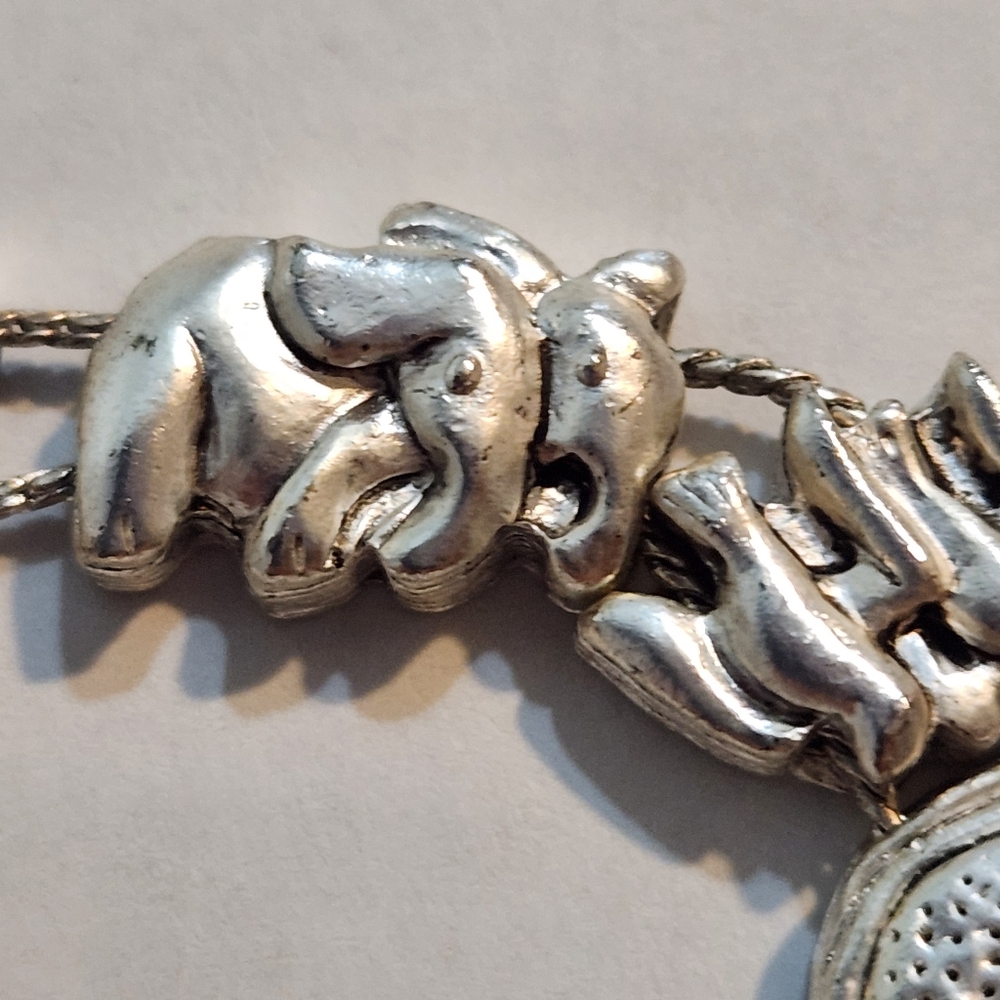 Vintage Noah's Ark theme slide bracelet Silver Colored sheep camel elephant dove - Picture 12 of 16